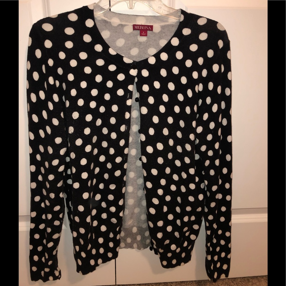 Gorgeous Black and White Polka Dot Cardigan